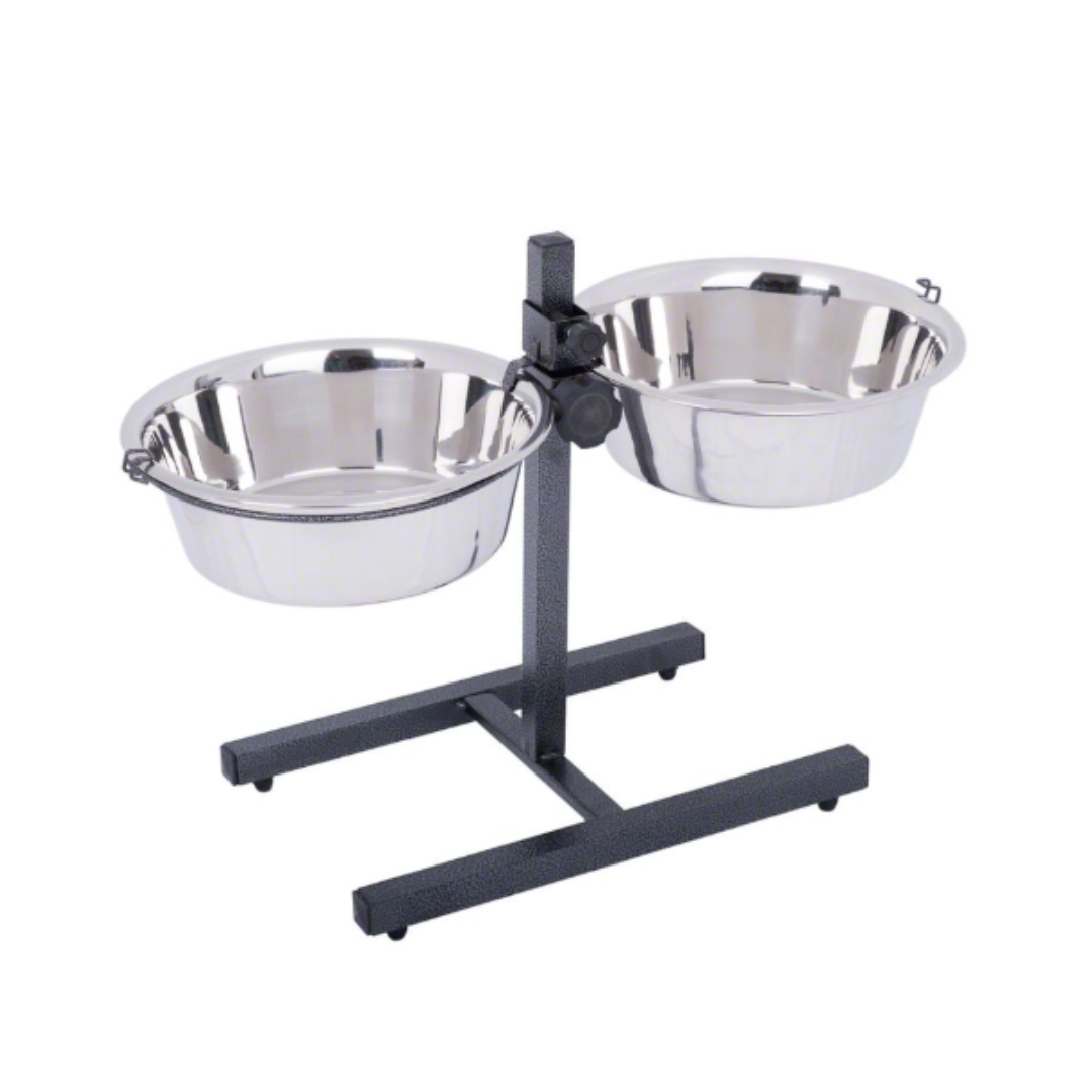 Adjustable Stand with Two Removable Stainless Steel Bowls